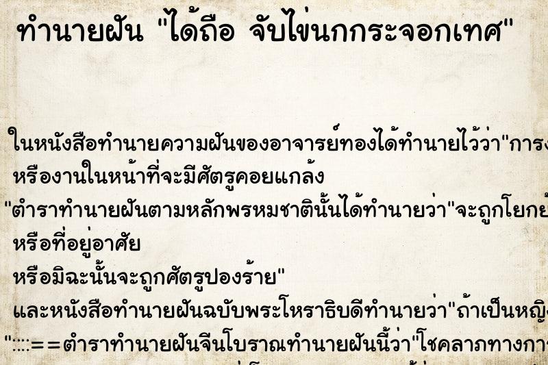 ทำนายฝันทำนายฝันได้ถือจับไข่นกกระจอกเทศ